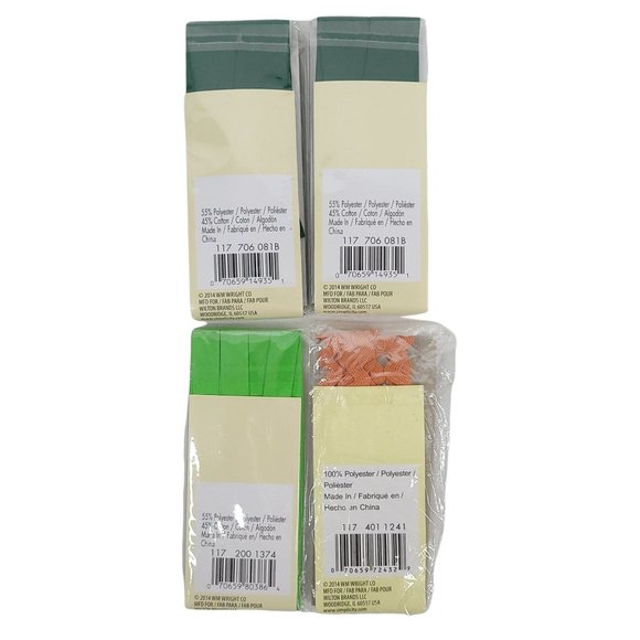 Wrights Bias Tape Single Double Fold Medium Rick Rack Bundle Of 4 - Picture 2 of 8